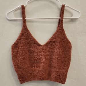 Cozy Brown Knit Crop Top